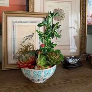 Painted ceramic succulent arrangement